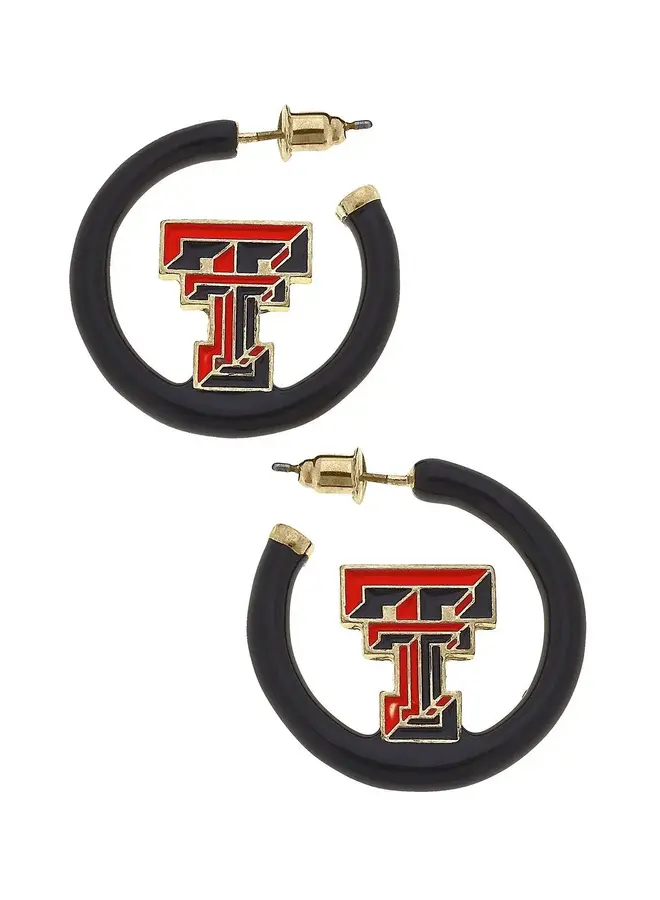 Texas Tech Logo Hoop Earrings Black