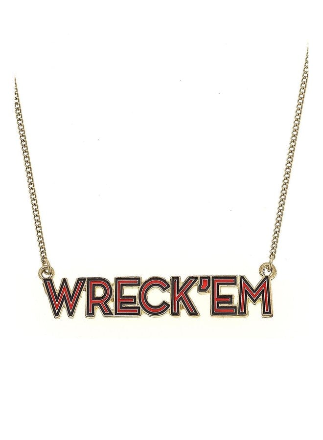 Texas Tech Wreck'Em Outlined Enamel Necklace