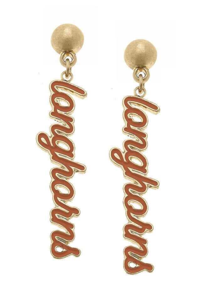 UT Enamel Script Earrings Longhorns