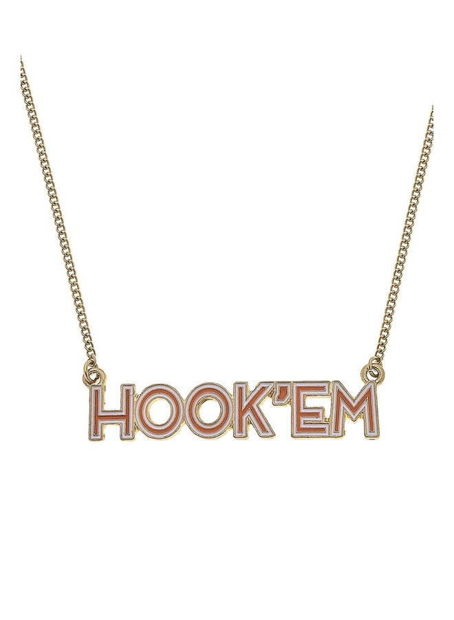 UT Hook'Em Outlined Enamel Necklace