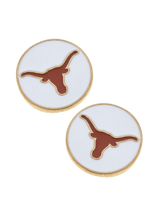 UT Longhorn Logo Enamel Disc Stud Earrings