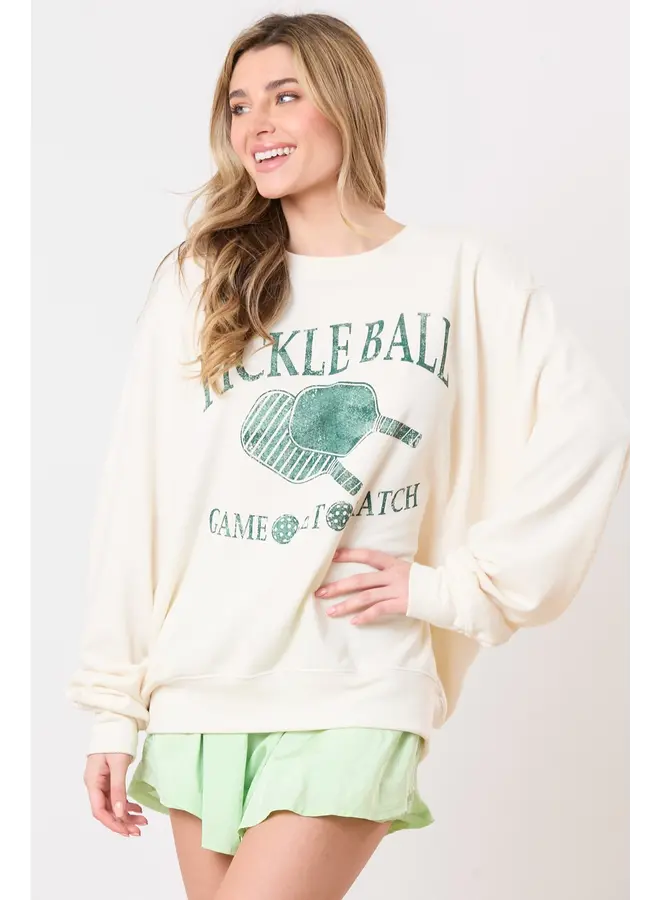 Pickleball Graphic Print Sweatshirt