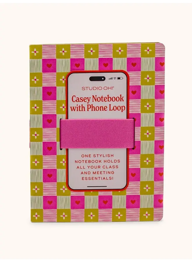 Patchwork Hearts Casey Notebook with Phone Loop