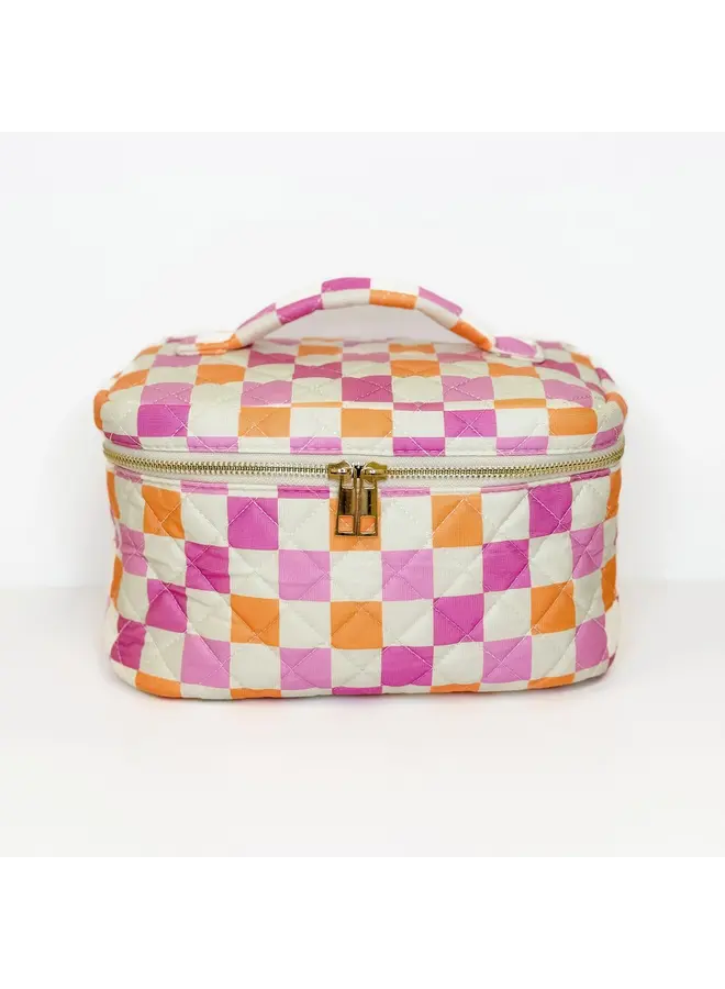 Checkered Pattern Cosmetic Bag