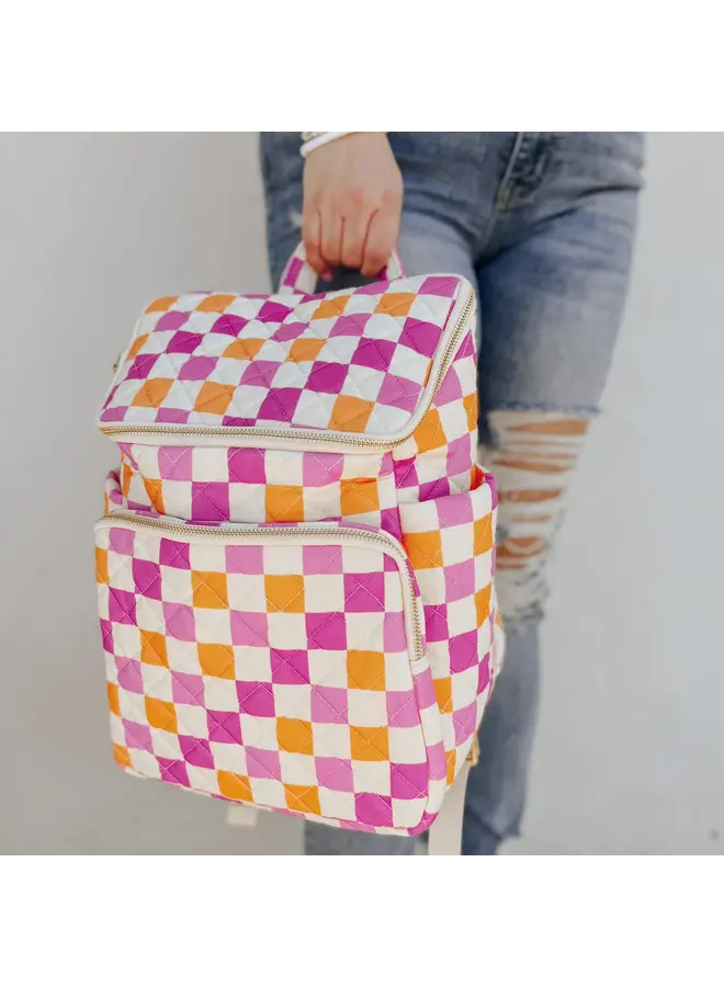 Checkered Pattern Backpack