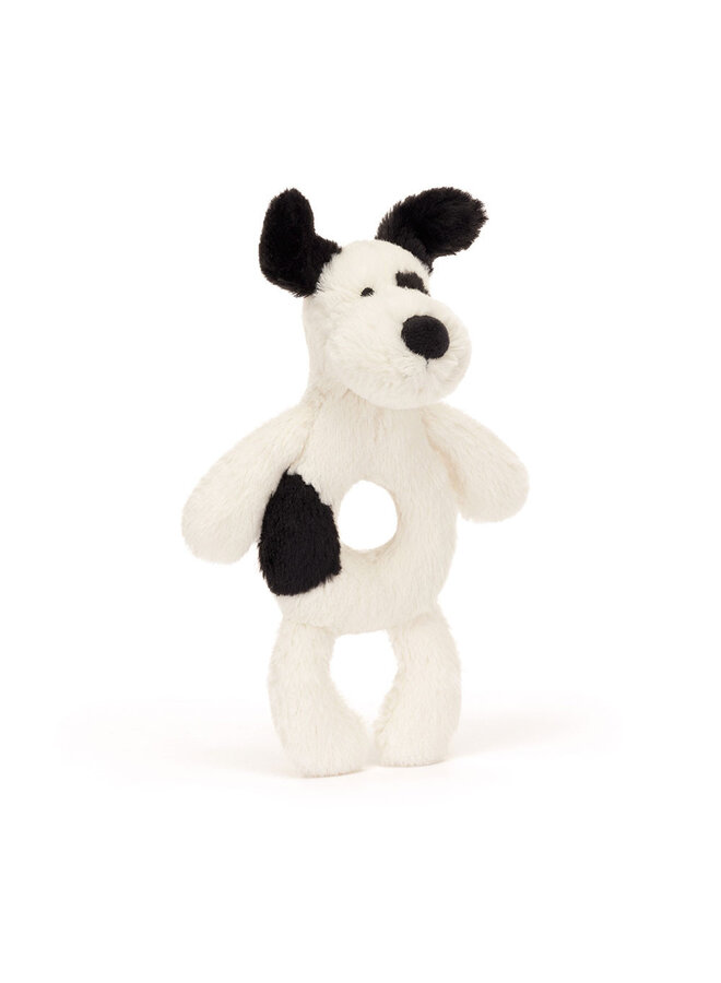 Bashful Black & Cream Puppy Ring Rattle