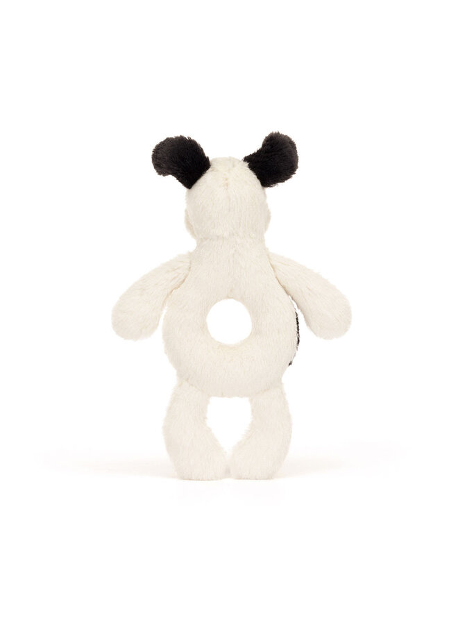 Bashful Black & Cream Puppy Ring Rattle