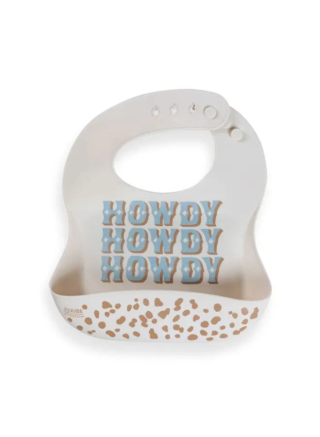Silicone Bib Howdy Partner Blue