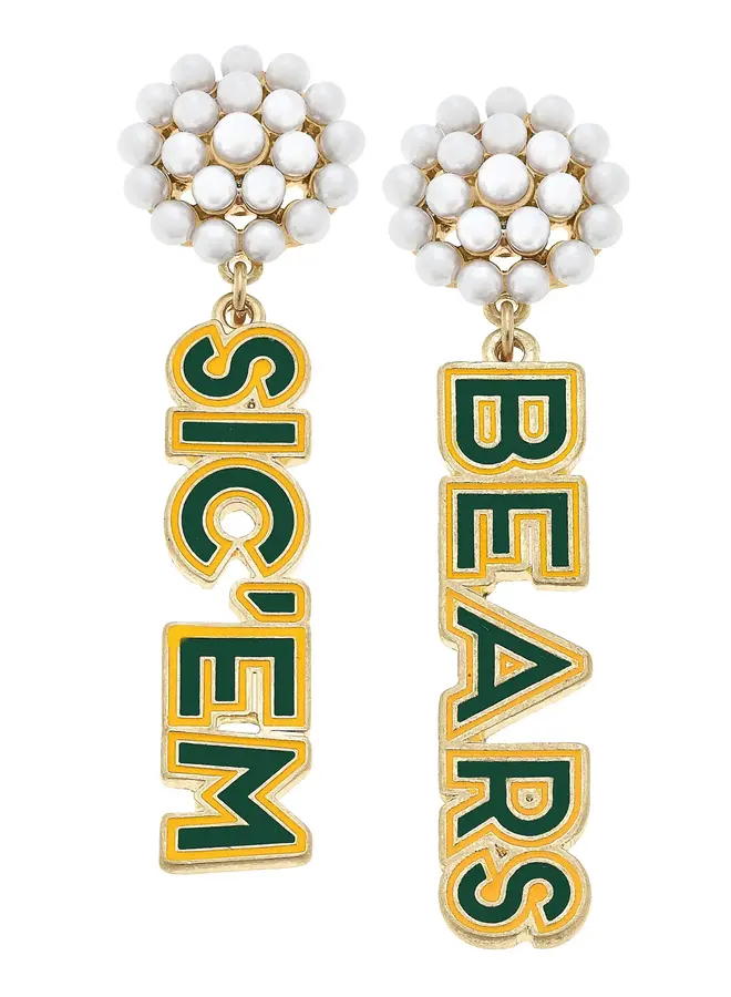 Baylor Sic'Em Bears Pearl Cluster Earrings