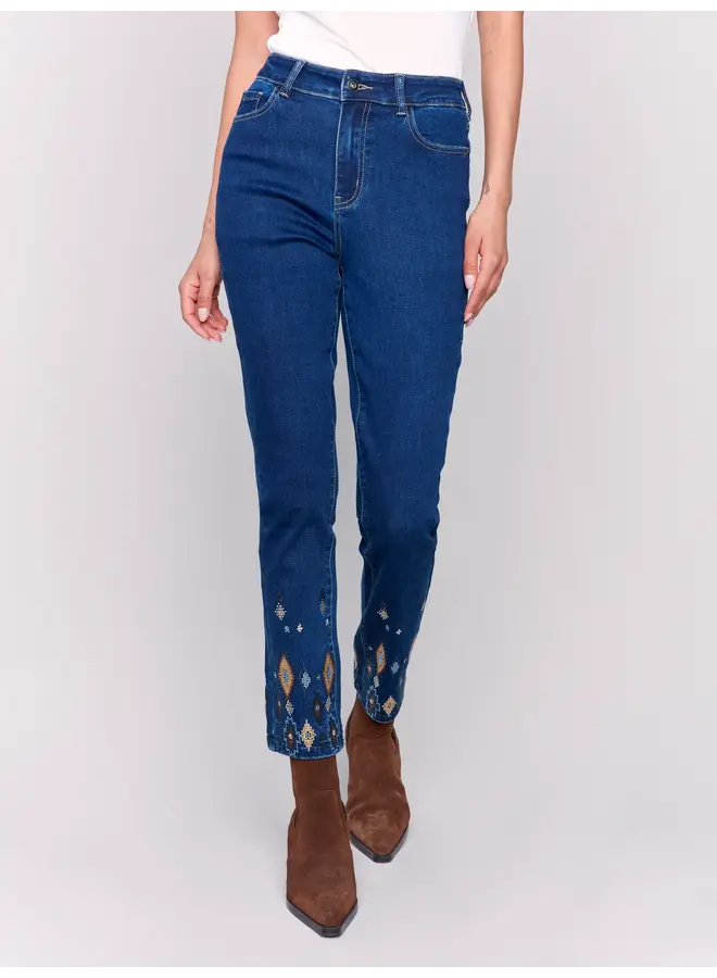 Beaded Embroidery Pant Indigo