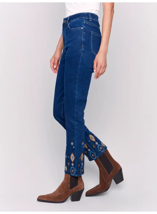 Beaded Embroidery Pant Indigo