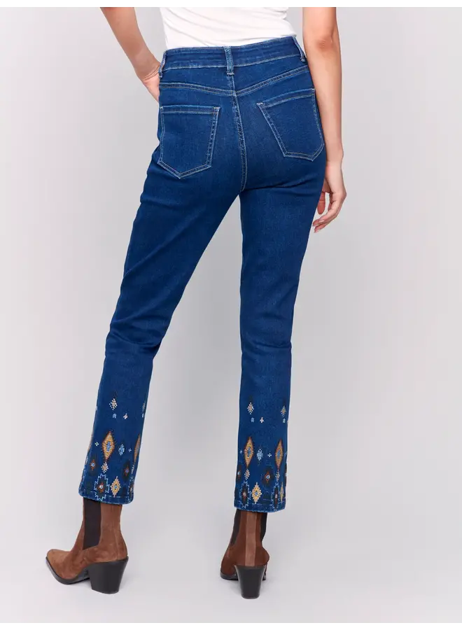 Beaded Embroidery Pant Indigo