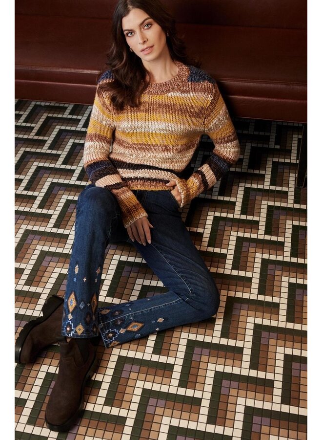 Beaded Embroidery Pant Indigo