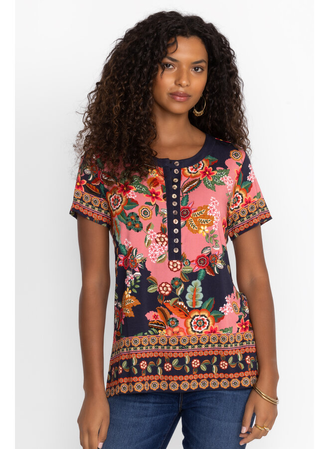 Janie Favorite Short Sleeve Henley Tee Clarkwood