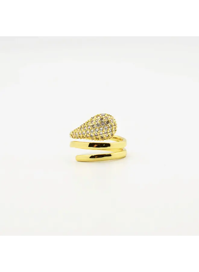 Gold Twisted Teardrop Ring