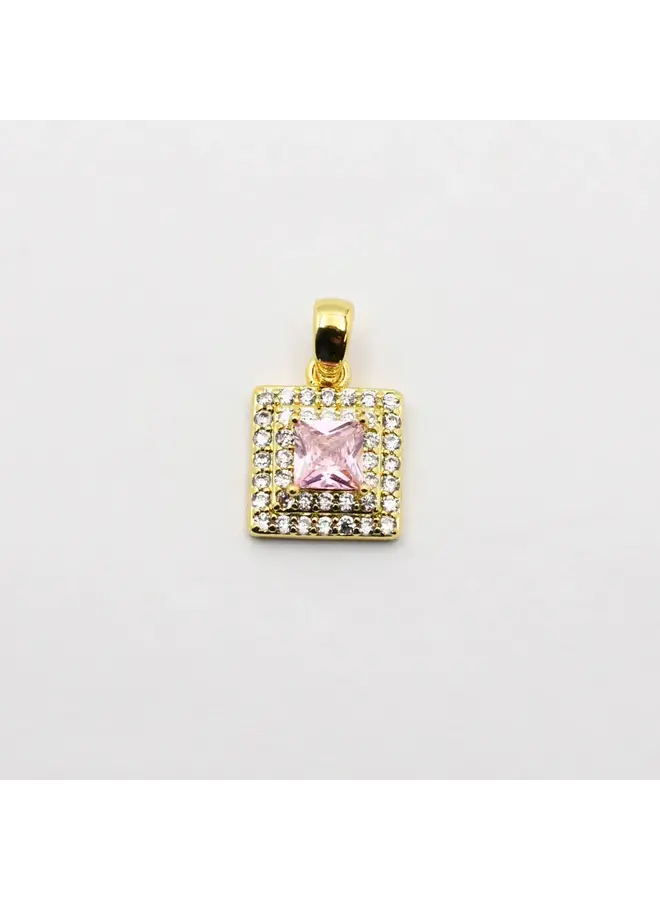 Square Pink Crystal Charm