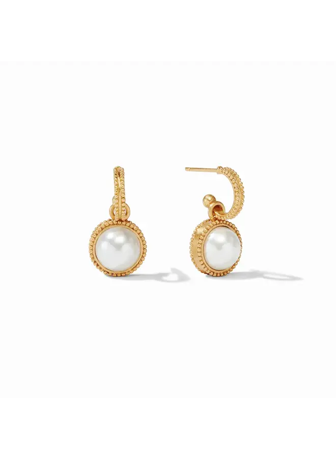 Fleur de Lis Hoop & Charm Earring Pearl