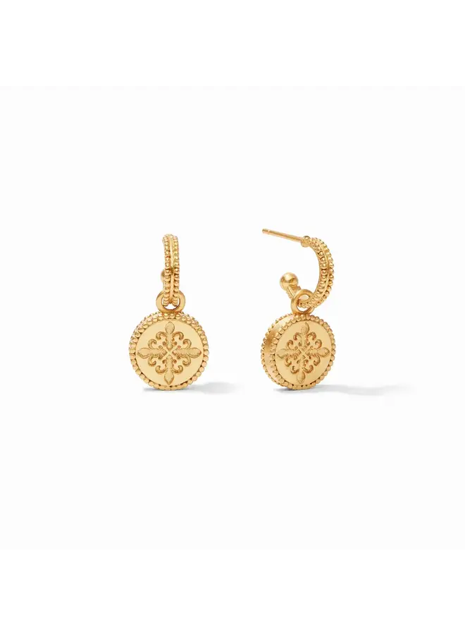 Fleur de Lis Hoop & Charm Earring Pearl