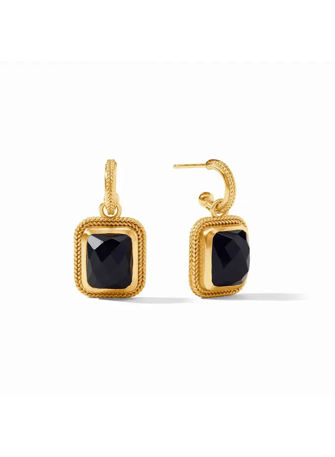 Cheval Hoop & Charm Earring Obsidian Black