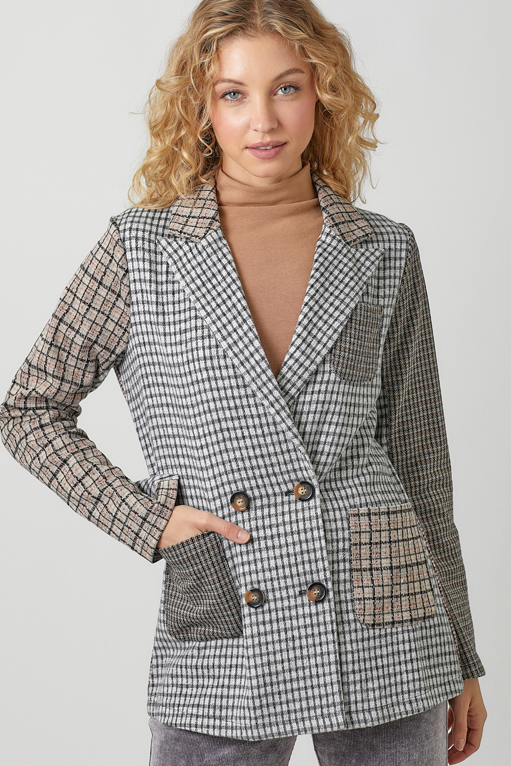 Plaid double breasted blazer best sale