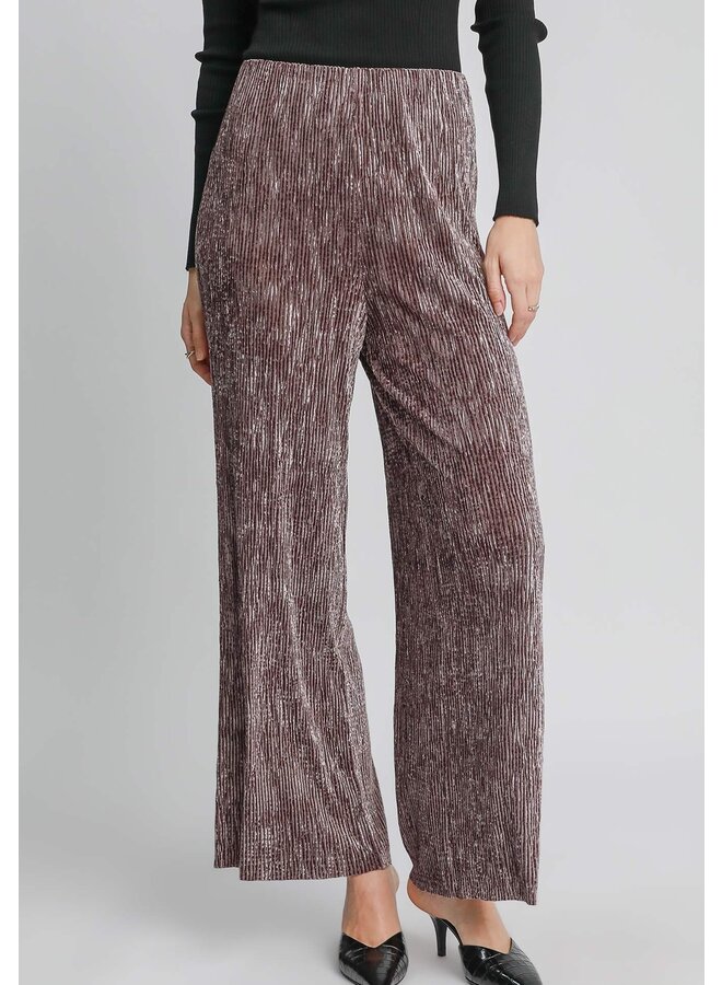 Textured Velvet Wide Leg Pants Mushroom