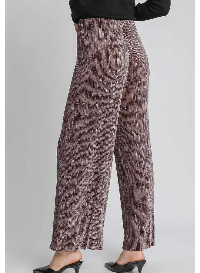 Textured Velvet Wide Leg Pants Mushroom