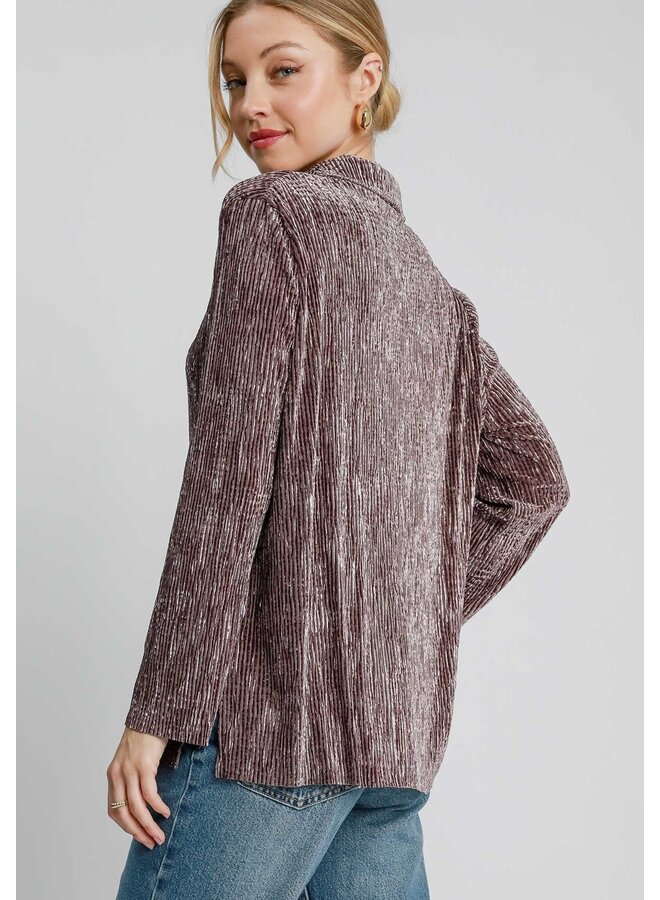 Velvet Collared Button Down Shirt Mushroom