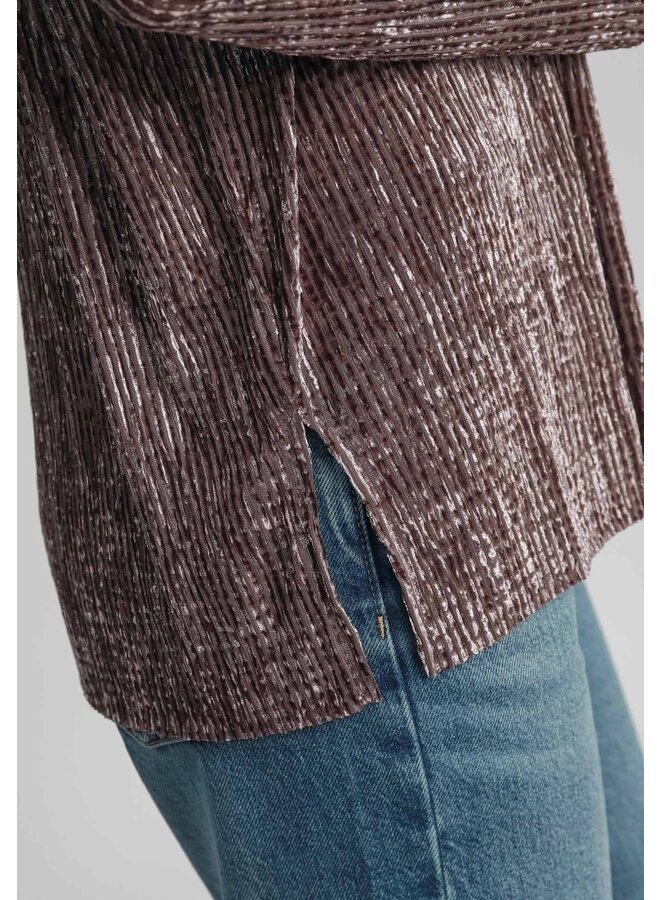 Velvet Collared Button Down Shirt Mushroom
