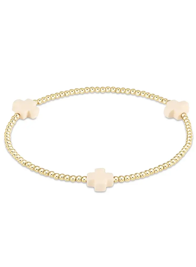 Signature Cross Gold Pattern 2mm Bead Bracelet