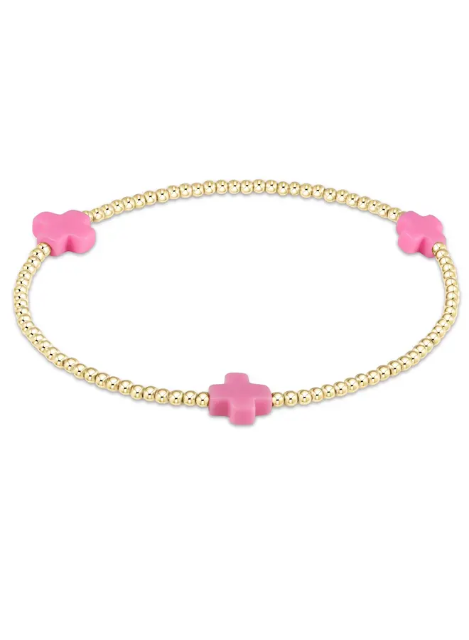 Signature Cross Gold Pattern 2mm Bead Bracelet