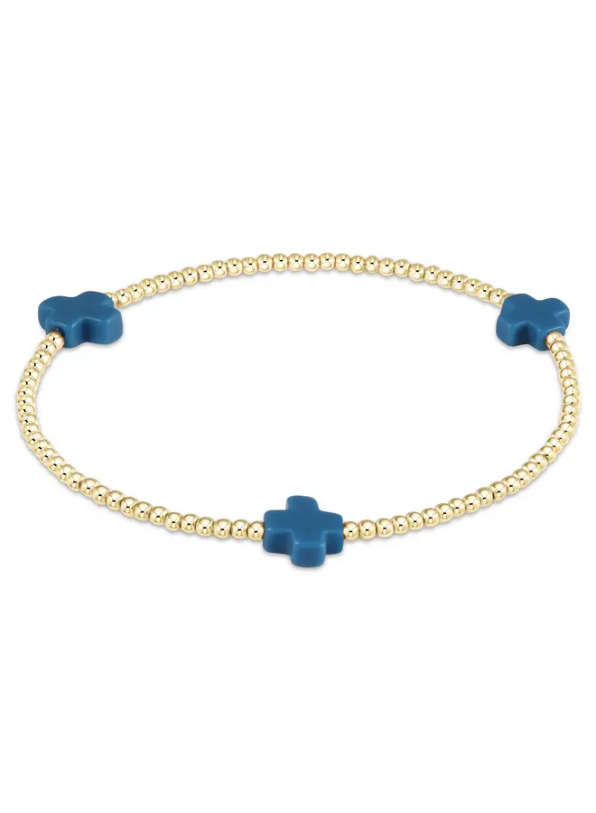 Signature Cross Gold Pattern 2mm Bead Bracelet