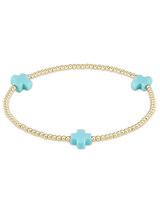 Signature Cross Gold Pattern 2mm Bead Bracelet