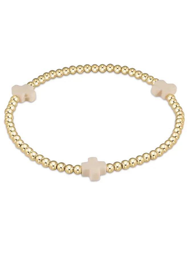 Signature Cross Gold Pattern 3mm Bead Bracelet