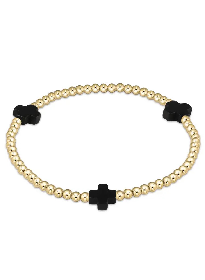 Signature Cross Gold Pattern 3mm Bead Bracelet