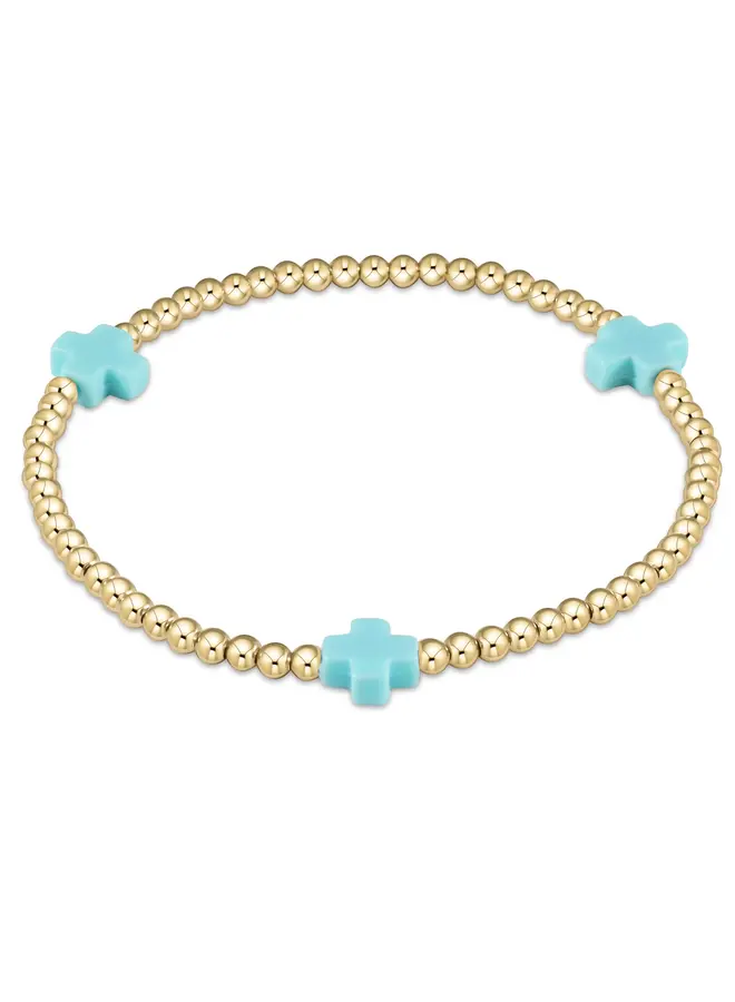 Signature Cross Gold Pattern 3mm Bead Bracelet