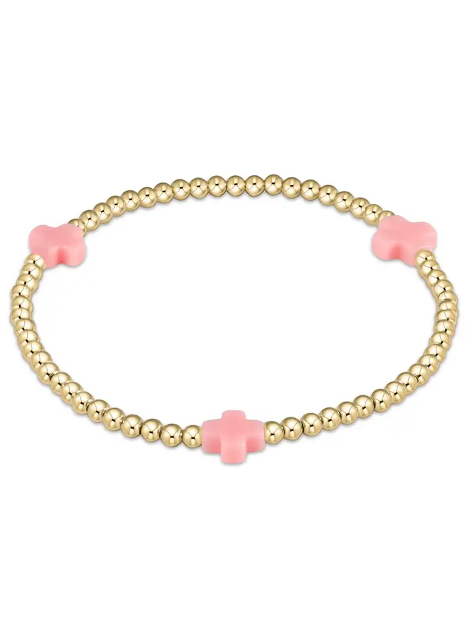 Signature Cross Gold Pattern 3mm Bead Bracelet