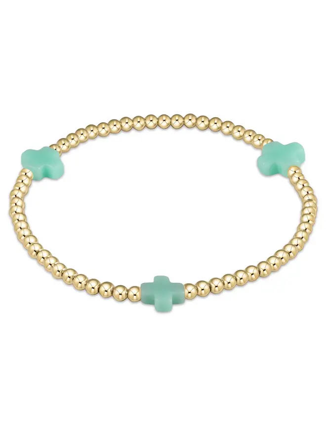 Signature Cross Gold Pattern 3mm Bead Bracelet