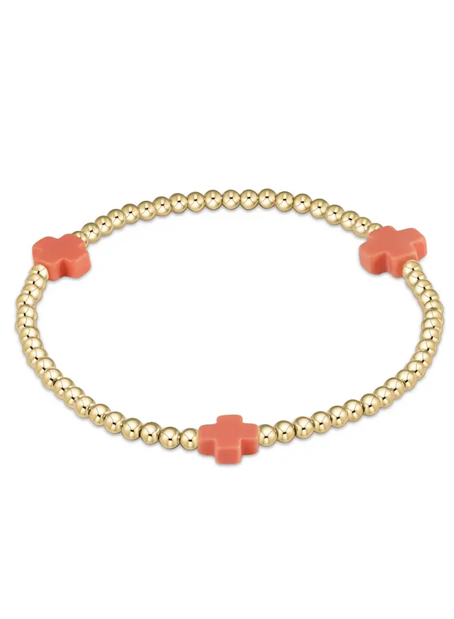 Signature Cross Gold Pattern 3mm Bead Bracelet
