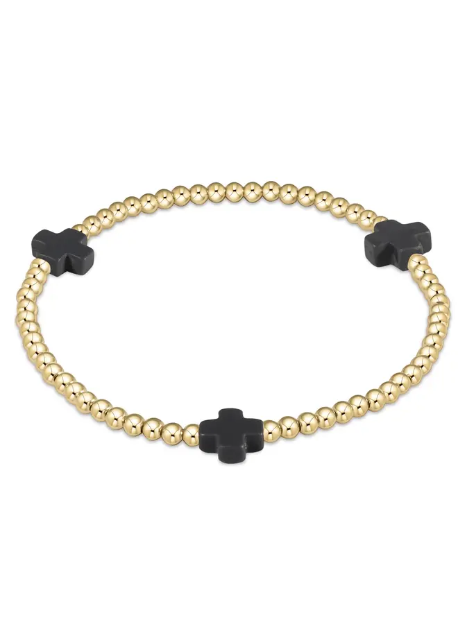 Signature Cross Gold Pattern 3mm Bead Bracelet