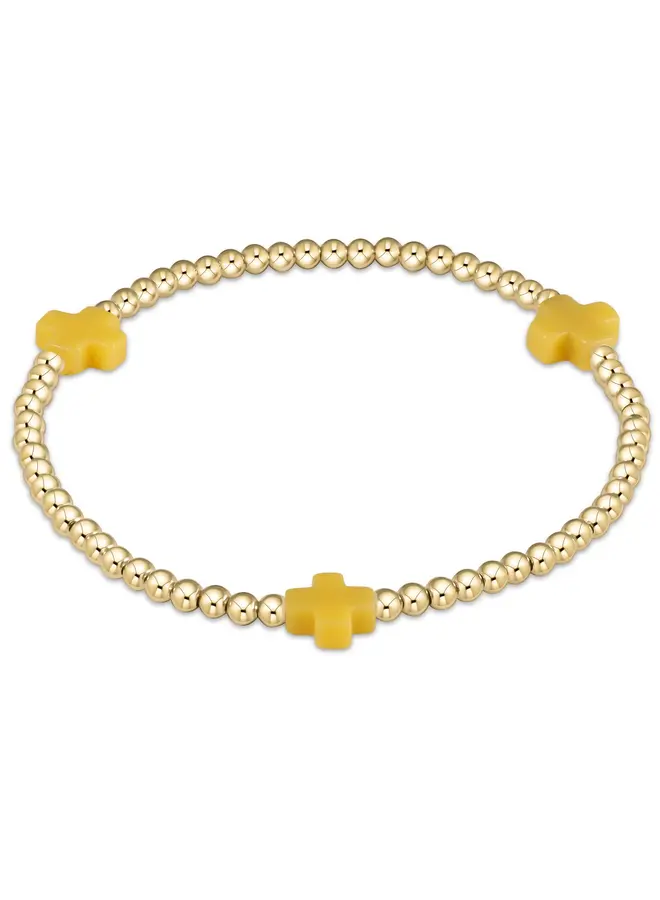 Signature Cross Gold Pattern 3mm Bead Bracelet