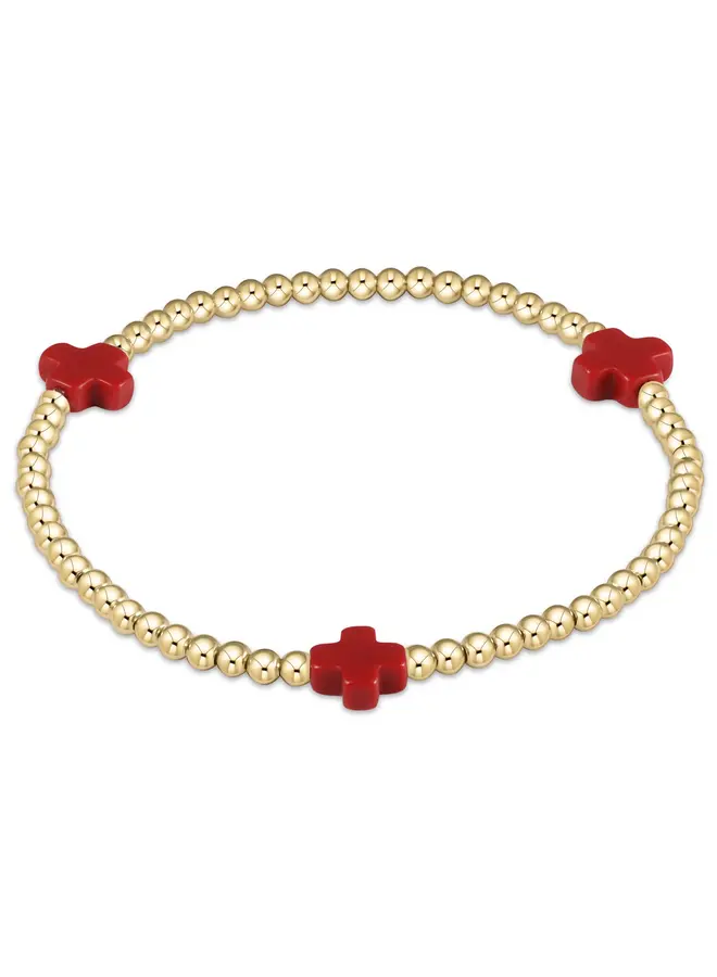 Signature Cross Gold Pattern 3mm Bead Bracelet