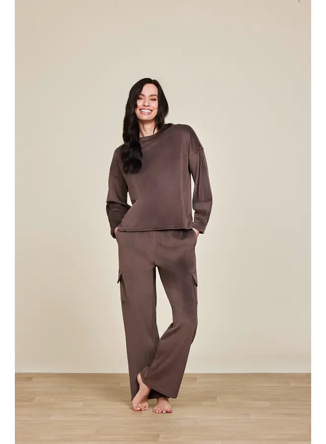 LuxeChic Tucked Sweatshirt Java