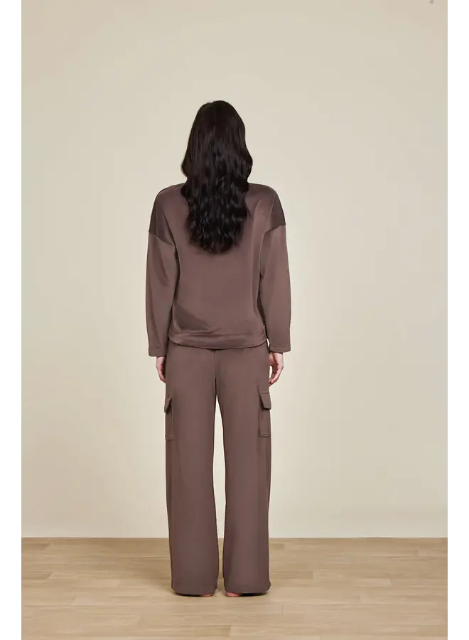 LuxeChic Tucked Sweatshirt Java
