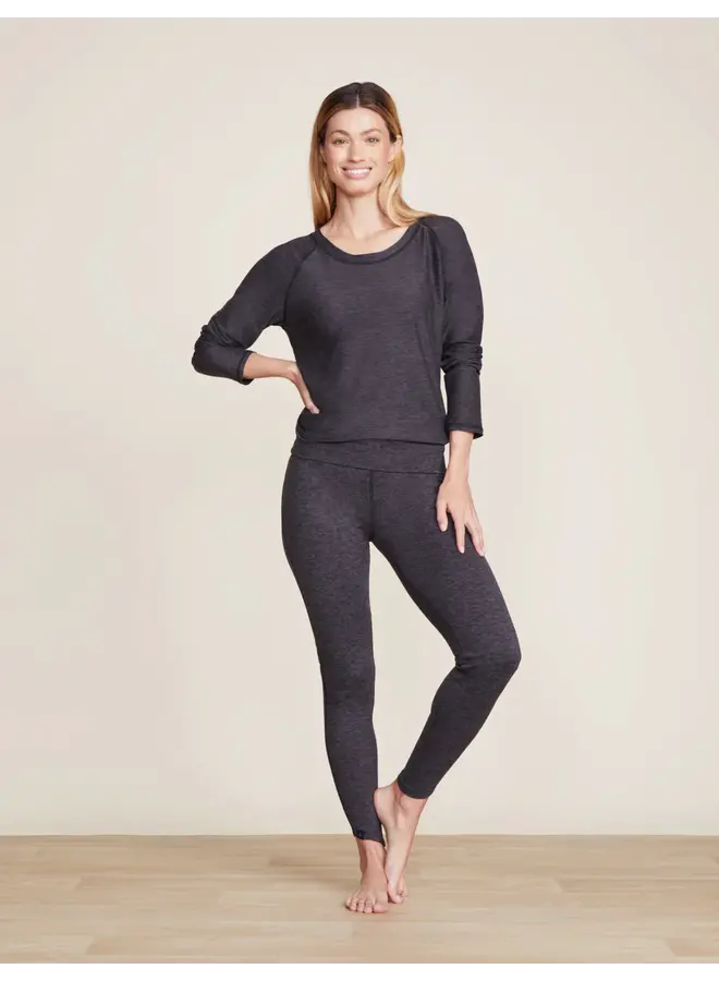 Malibu Collection Butterchic Fold Over Legging Carbon