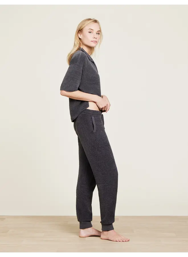CozyChic Ultra Lite Collared Short Sleeve Top Carbon
