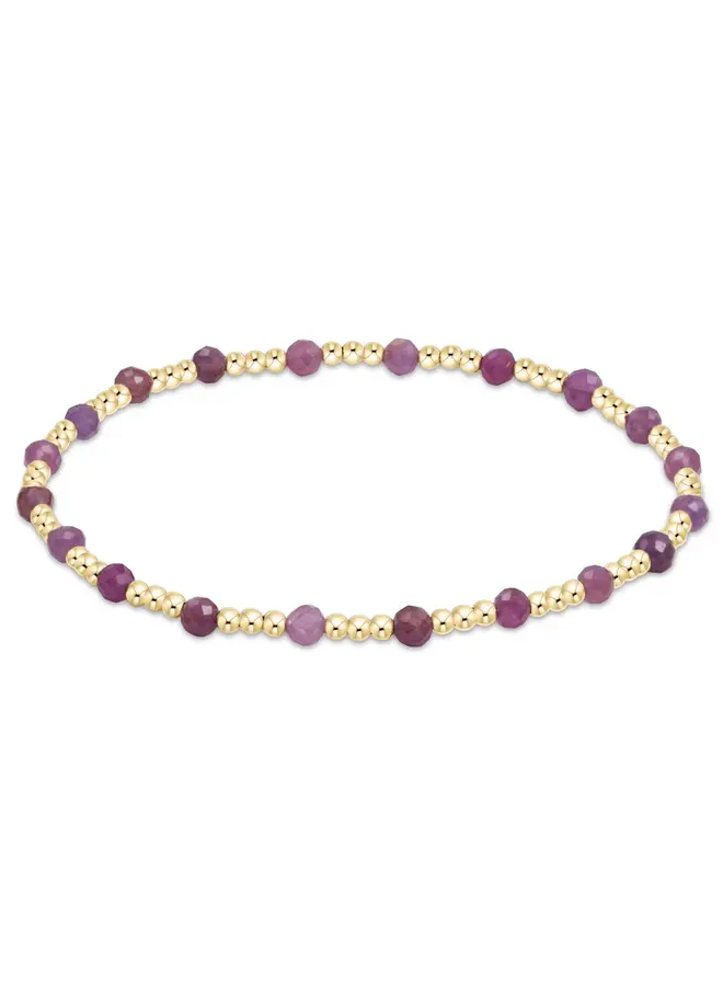 Gemstone Gold Sincerity Pattern 3mm Bead Bracelet Ruby