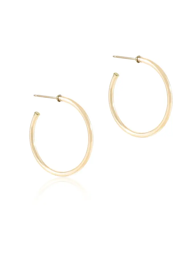 Round Gold 1.25" Post Hoop - 2mm - Smooth