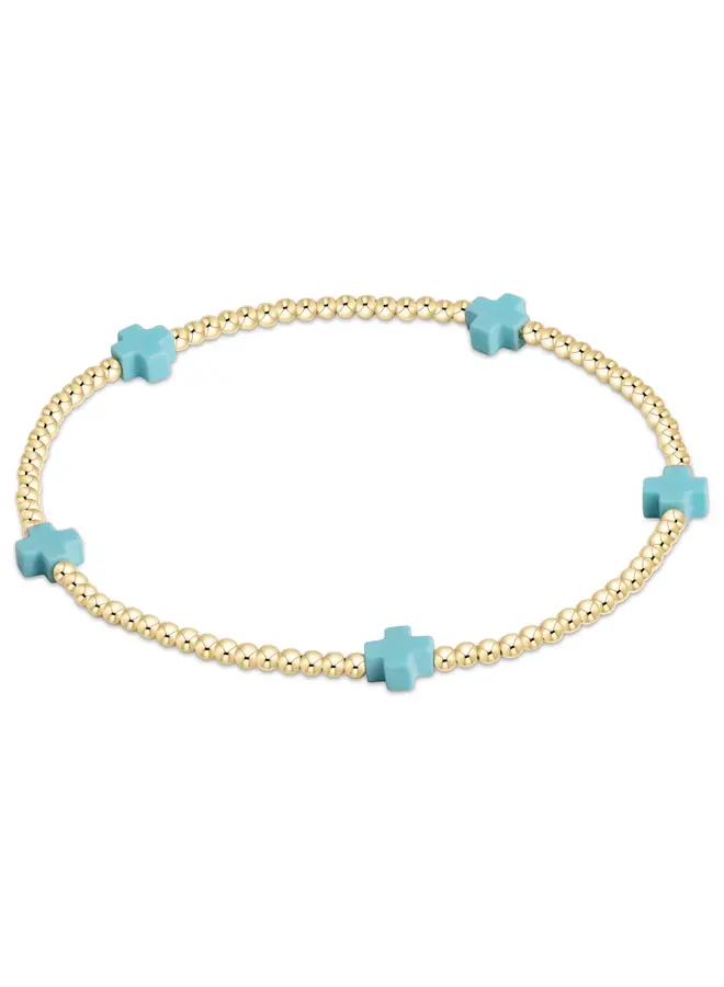 Signature Cross Small Gold Pattern 2mm Bead Bracelet