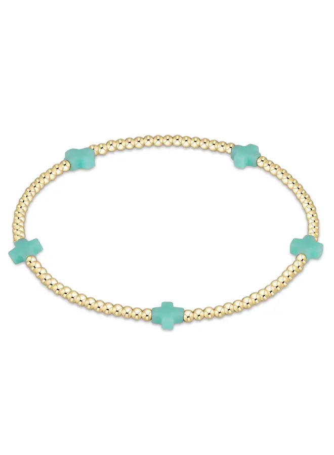 Signature Cross Small Gold Pattern 2mm Bead Bracelet