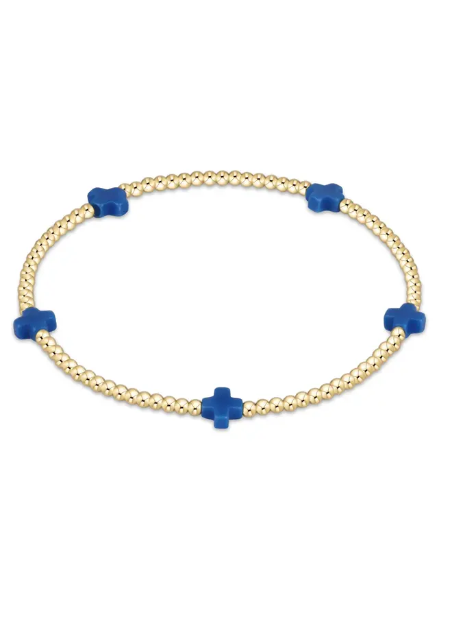 Signature Cross Small Gold Pattern 2mm Bead Bracelet
